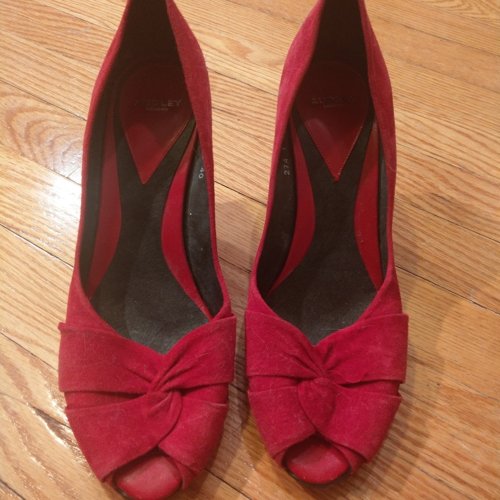 Audley London red suede shoes, made in Spain